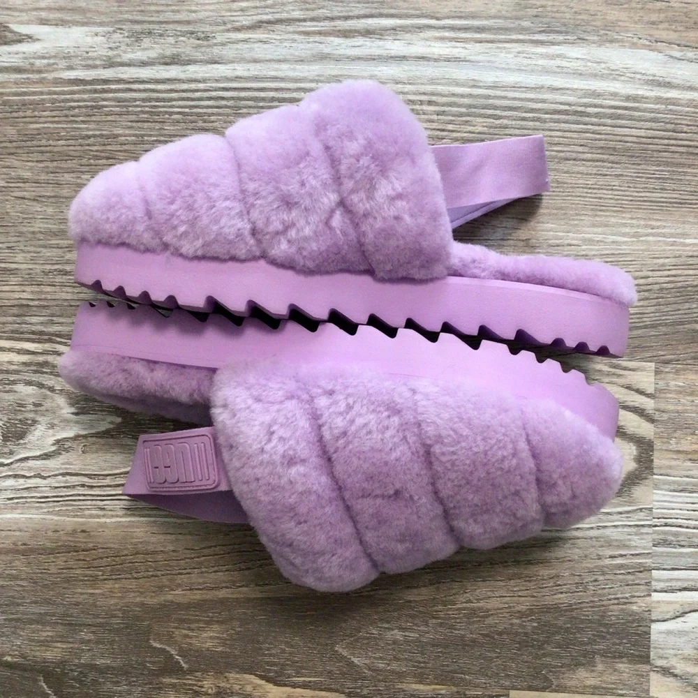 UGG Super Fluff Slipper Sandal Lilac Bloom 8 NWOT
